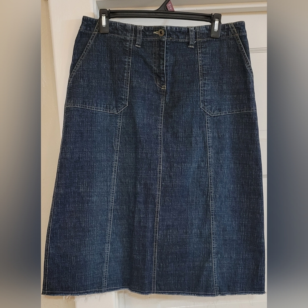 Bass Stretch Blue Jean Denim Skirt Sz 8 Good Condition